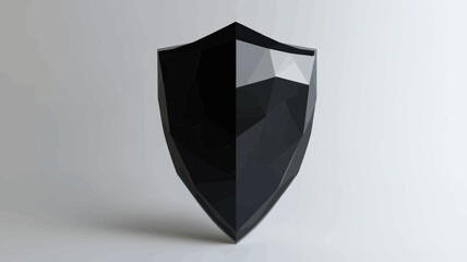 Poster - Low-Poly Black Shield on White Background - Minimalist Flat SVG Vector Illustration for Protection and Security Symbol