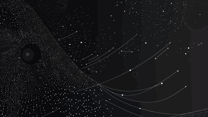 Poster - Vector Wireframe of Starry Space with Abstract Planets and Stars for Digital and Graphic Design