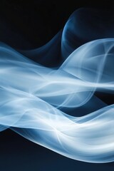 Poster - Abstract soft waves in shades of white and blue against a dark background