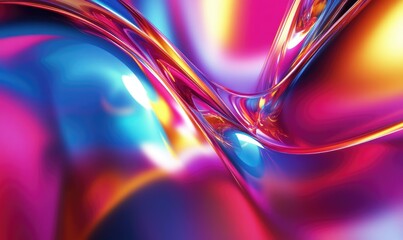 Poster - Abstract shiny background with fractal 3D rendering in vibrant colors