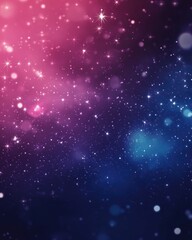 Poster - dark pink and blue 2d cartoon layout featuring cosmic stars a blurred decorative design in a simple 