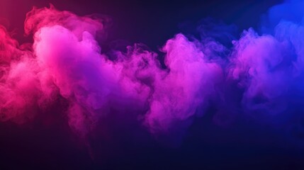 Poster - Vibrant neon smoke clouds on a dark gradient backdrop emitting a luminous glow