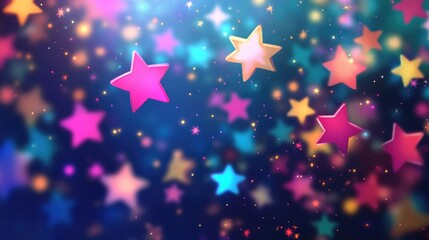 Wall Mural - Abstract background featuring sparkling stars in a 2D cartoon style creating a whimsical starfield illustration