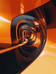 Poster - Futuristic 3D rendering featuring a floating tunnel in shades of orange and black