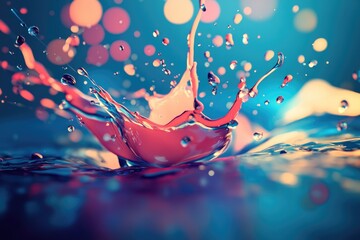 Aufkleber - Vibrant blurred graphics featuring a mix of colors and shades An engaging splash and spreading spot enhanced by blue color accents in a 2D cartoon style