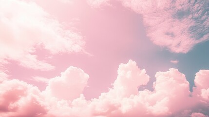 Aufkleber - Pastel pink sky with cloud formations creating a natural backdrop ideal for textures wallpapers or card designs