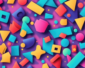 Poster - Vibrant geometric backdrop featuring an energetic arrangement of shapes 2D cartoon graphics in EPS10 format