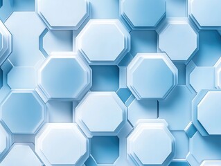 Poster - Abstract hexagonal shapes against a blue background Raster image 3D effect Suitable for business concepts printing and design presentations