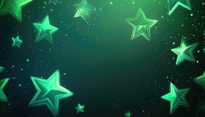 Poster - Light green 2D cartoon template featuring neon stars Colorful abstract illustration with gradient stars suitable for festive advertisements and booklets