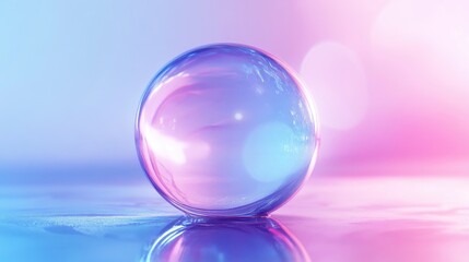 Poster - Soft Colored Abstract Glass Sphere Blurred Blue Background 3D Crystal Ball Artistic Style Purple Light Blur Digitally Created Creative Art Design Concept Waterdrop Inspiration