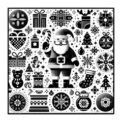 Wall Mural - merry christmas with santa and presents