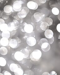 Poster - unique abstract bokeh lights in gray and white creating a defocused festive atmosphere
