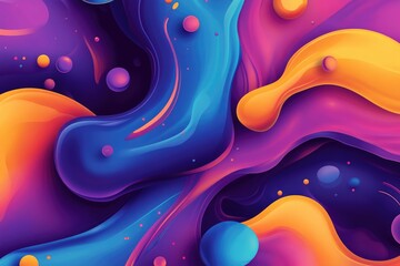 Aufkleber - Vibrant gradient mesh 2D cartoon texture Illustrative flyer featuring a creative splash with a violet psychedelic design and various random color spots