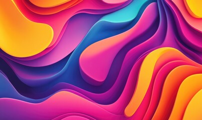 Poster - Abstract fluid shapes in vibrant gradient colors Modern geometric background with a colorful 3D flowing design for a trendy poster