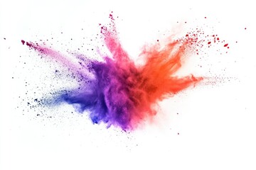 Poster - Vibrant and colorful powder explosion on a white background creating an abstract effect