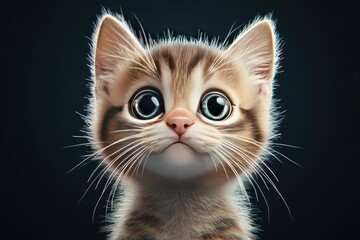 Wall Mural - Close-up Portrait of a Cute Kitten with Big Blue Eyes