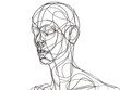 © LM - One-Line Drawing of AI: Minimalistic Single-Line Figure Outline of Artificial Intelligence