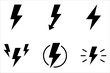 © NAPISAH - Lightning icon set. Line and glyph flash sign. Outline thunderbolt symbol on white background