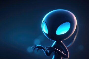 A Close-Up Portrait of a Black Alien with Glowing Blue Eyes