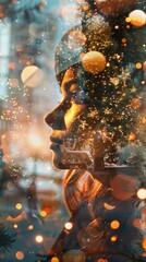 Canvas Print - a woman's face is shown in a blurry, colorful, and abstract way