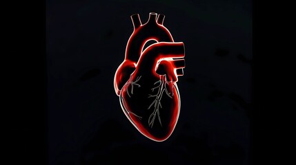 human heart on black background 