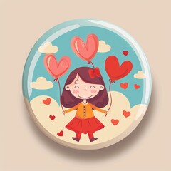 Sticker - A girl is holding balloons and smiling