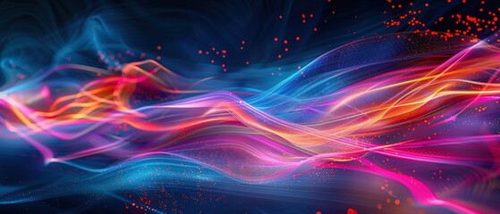 Wall Mural - Colorful Abstract Wave Pattern with Light Trails