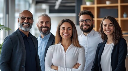 Wall Mural - Diverse Team Smiling in Modern Office Environment