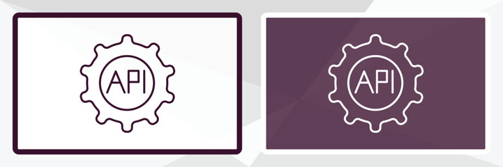 Poster - api outline icon. Linear vector from programming concept. Thin line white and black api icon isolated on white and dark background