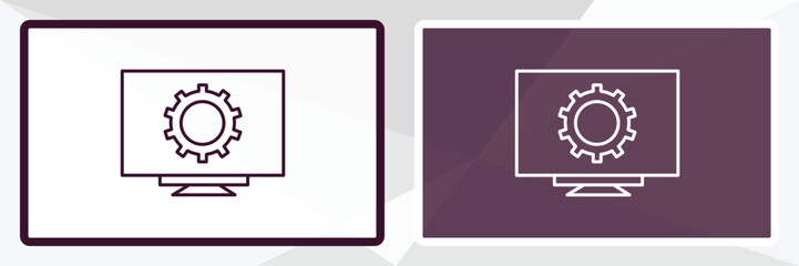 Poster - software outline icon. Linear vector from programming concept. Thin line white and black software icon isolated on white and dark background
