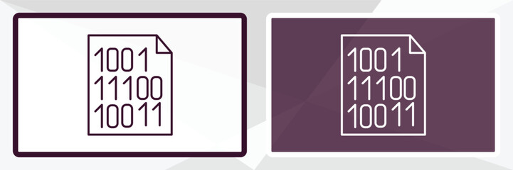 Poster - binary code outline icon. Linear vector from programming concept. Thin line white and black binary code icon isolated on white and dark background