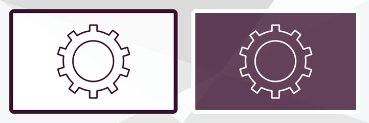 Poster - cogwheel outline icon. Linear vector from programming concept. Thin line white and black cogwheel icon isolated on white and dark background