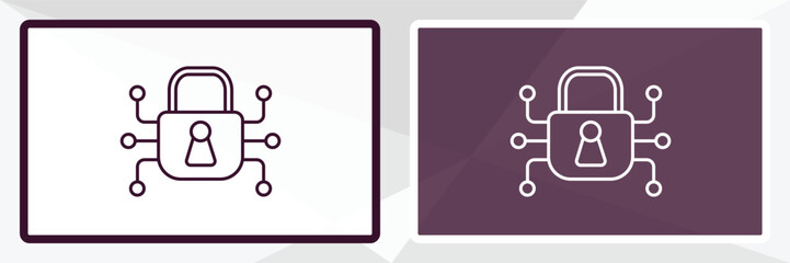 Poster - encryption outline icon. Linear vector from programming concept. Thin line white and black encryption icon isolated on white and dark background