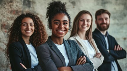 Canvas Print - Confident Business Team Posing for Photo