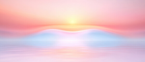 Wall Mural - a beautiful pink and blue ocean scene with a sun setting in the background
