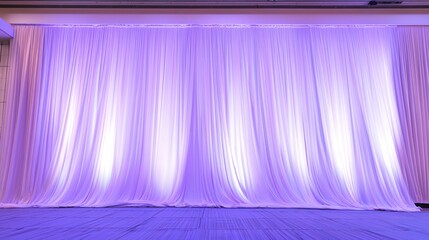 Sticker - Elegant drapes with soft lighting behind, pastel colors, romantic and intimate atmosphere, classic stage setup 