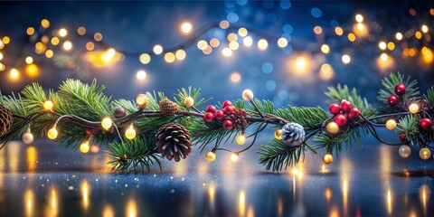 Sticker - beautiful christmas tree with lights and bokeh background