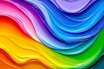 Sticker - Rainbow is shown in a painting with many different colors. The colors are red, orange, yellow, green, blue, and purple