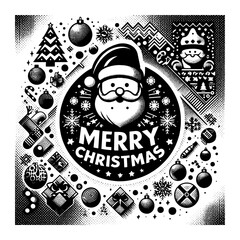 Wall Mural - merry christmas with santa and circle