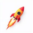 © imlane - A clean, solid color background for educational material, featuring a 3D rocket icon in red and yellow gradient, on a white background