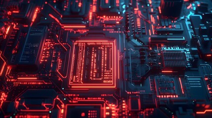 Abstract technological background with various technological ele. 