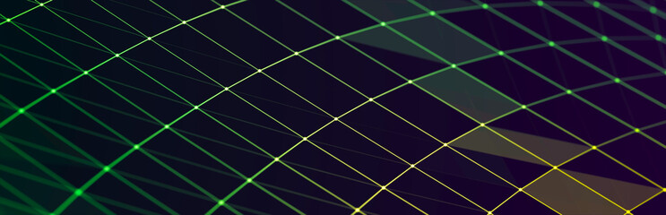 Leinwandbilder - Abstract polygonal space with dots and lines. Triangular structure. Background concept for your design. 3d rendering.