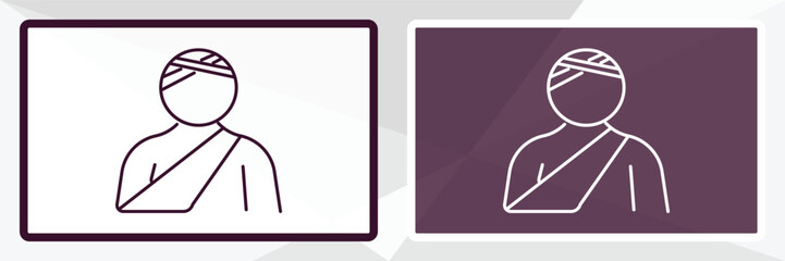 Poster - injury outline icon. Linear vector from health and medical concept. Thin line white and black injury icon isolated on white and dark background