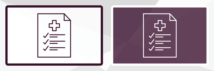 Poster - medical file outline icon. Linear vector from health and medical concept. Thin line white and black medical file icon isolated on white and dark background