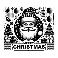 Wall Mural - merry christmas with santa head design template