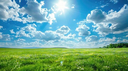 Poster - Vivid Nature Background with Beautiful Blue Sky and Clouds
