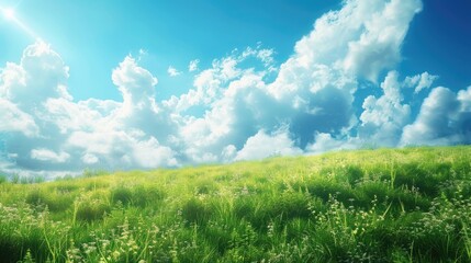 Poster - Vivid Nature Background with Beautiful Blue Sky and Clouds