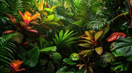 tropical forest plants in green natural surroundings