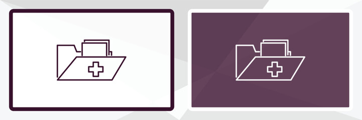Poster - medical results folders outline icon. Linear vector from medical concept. Thin line white and black medical results folders icon isolated on white and dark background