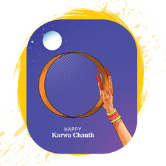 Wall Mural - Happy karwa chauth Indian festival banner card background